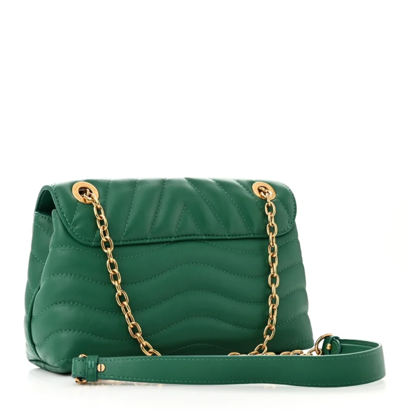 LOUIS VUITTON NEW WAVE CHAIN BAG MM NM EMERALD CALFSKIN LEATHER GOLD HARDWARE - Image 3