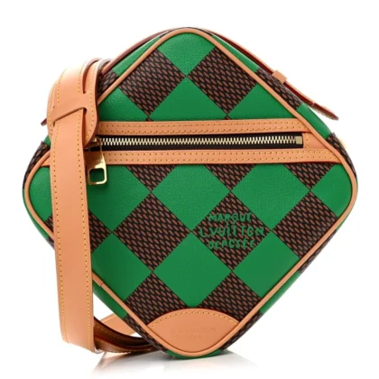 LOUIS VUITTON CHESS MESSENGER PM GREEN DAMIER POP CANVAS AGED GOLD HARDWARE