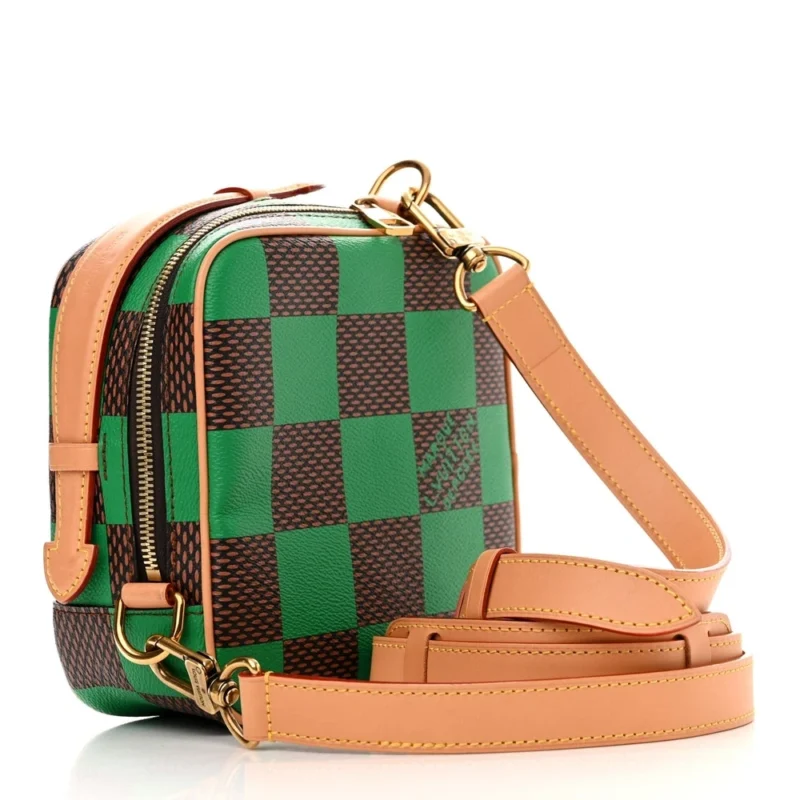 LOUIS VUITTON CHESS MESSENGER PM GREEN DAMIER POP CANVAS AGED GOLD HARDWARE - Image 3