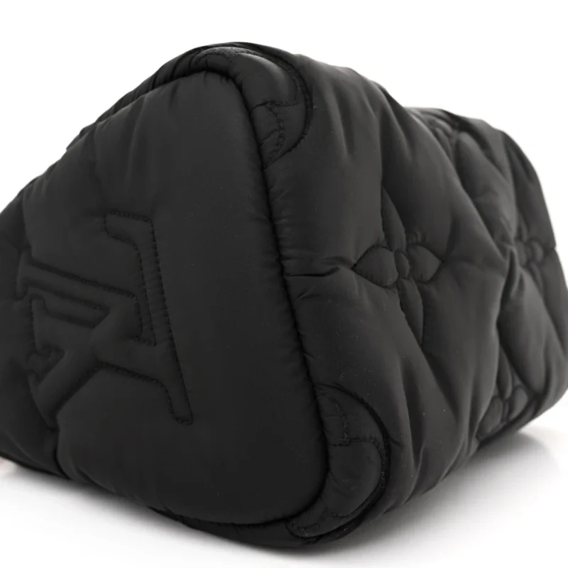 LOUIS VUITTON MINI PILLOW SPEEDY BANDOULIERE 25 BLACK ECONYL & MONOGRAM CANVAS GOLD HARDWARE - Image 4