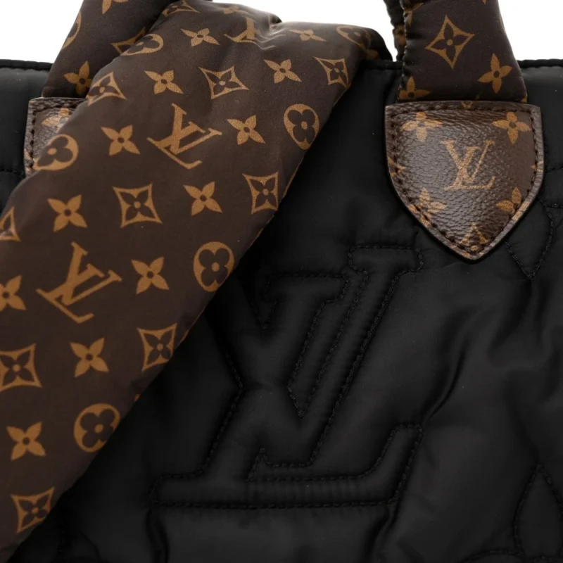 LOUIS VUITTON MINI PILLOW SPEEDY BANDOULIERE 25 BLACK ECONYL & MONOGRAM CANVAS GOLD HARDWARE - Image 8
