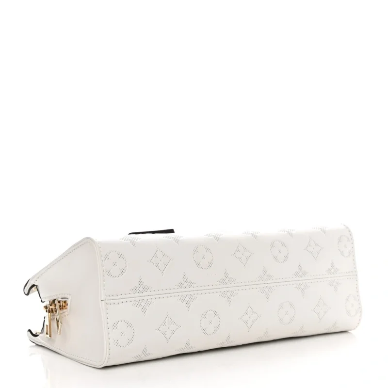 LOUIS VUITTON ONTHEGO EAST WEST PM WHITE EMBOSSED MONOGRAM CALFSKIN LEATHER LIGHT GOLD HARDWARE - Image 6