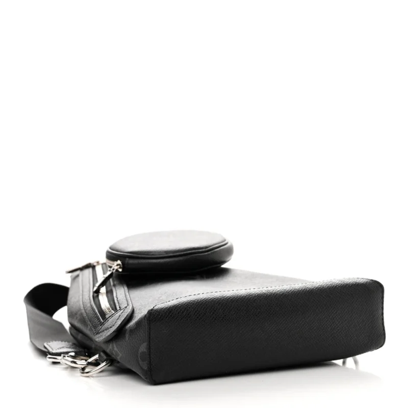LOUIS VUITTON DUO SLINGBAG MM BLACK TAIGARAMA LEATHER SILVER HARDWARE - Image 6