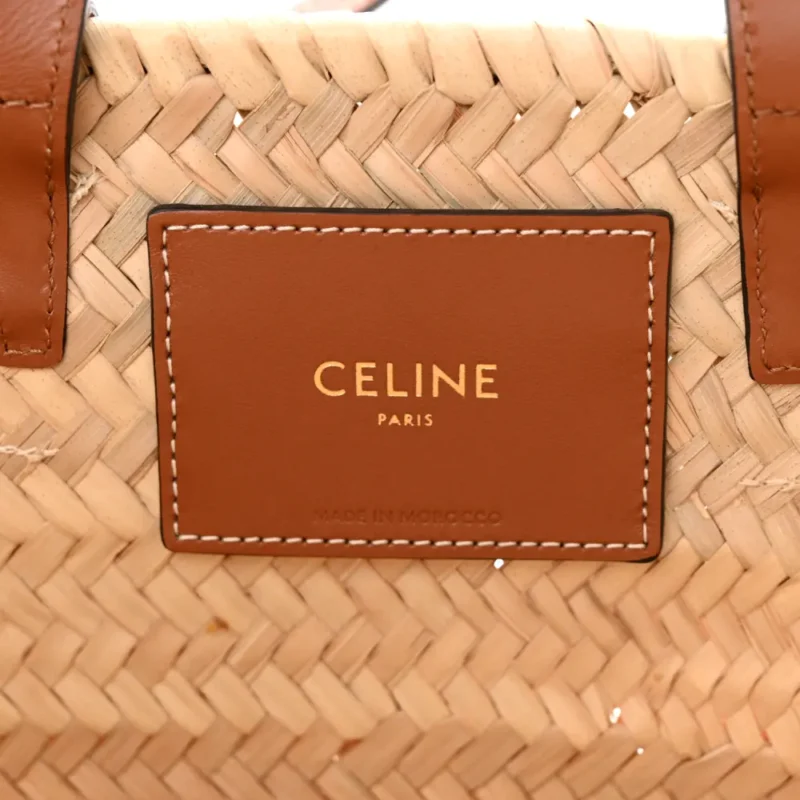 CELINE LARGE TRIOMPHE TEEN PANIER TAN RAFFIA & CALFSKIN LEATHER GOLD HARDWARE - Image 2