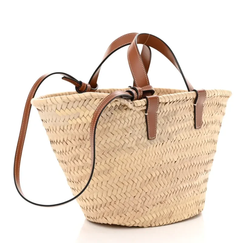 CELINE LARGE TRIOMPHE TEEN PANIER TAN RAFFIA & CALFSKIN LEATHER GOLD HARDWARE - Image 3