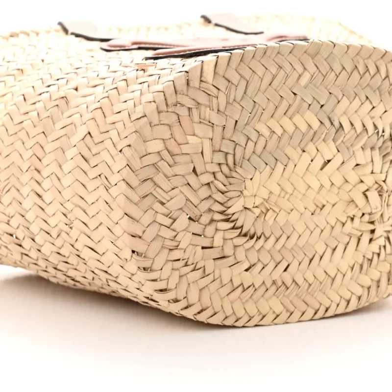 CELINE LARGE TRIOMPHE TEEN PANIER TAN RAFFIA & CALFSKIN LEATHER GOLD HARDWARE - Image 4