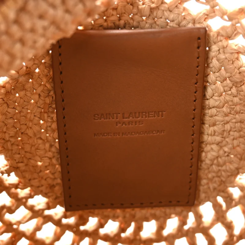 SAINT LAURENT SMALL SAC ROUND BAG NATURAL RAFFIA AGED GOLD HARDWARE - Image 2