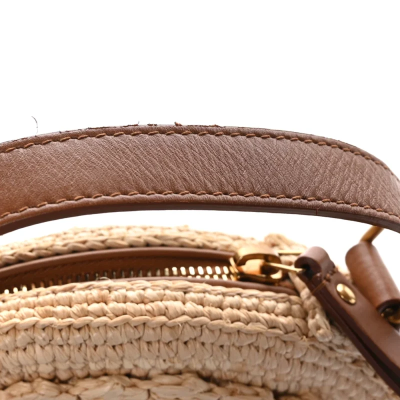 SAINT LAURENT SMALL SAC ROUND BAG NATURAL RAFFIA AGED GOLD HARDWARE - Image 9