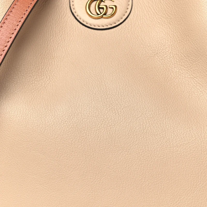 GUCCI SMALL DIANA SHOULDER BAG LIGHT BEIGE TEXTURED DOLLAR CALFSKIN LEATHER AGED GOLD HARDWARE - Image 9