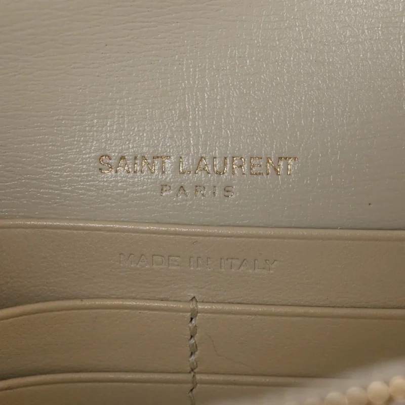 SAINT LAURENT SMALL SUNSET CHAIN WALLET CREMA SOFT MONOGRAM CALFSKIN LEATHER GOLD HARDWARE - Image 2
