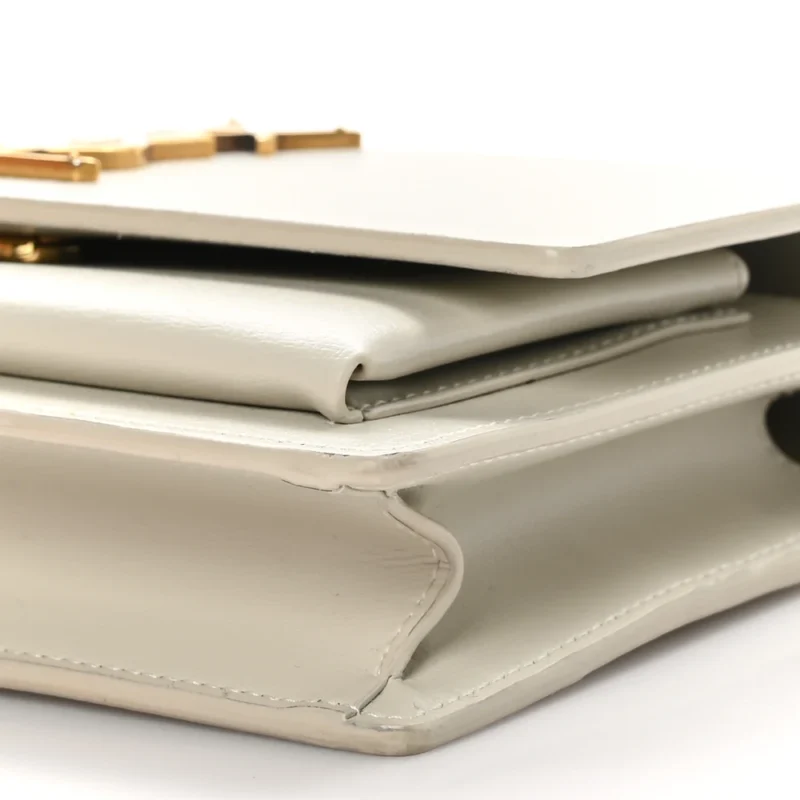 SAINT LAURENT SMALL SUNSET CHAIN WALLET CREMA SOFT MONOGRAM CALFSKIN LEATHER GOLD HARDWARE - Image 5