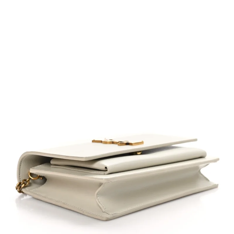 SAINT LAURENT SMALL SUNSET CHAIN WALLET CREMA SOFT MONOGRAM CALFSKIN LEATHER GOLD HARDWARE - Image 6
