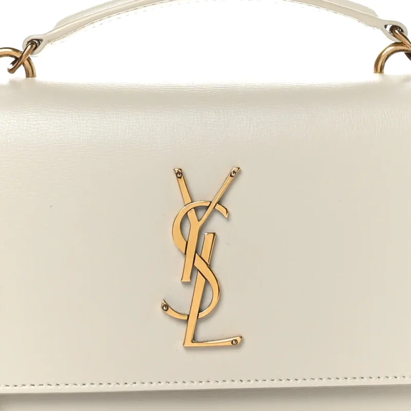 SAINT LAURENT SMALL SUNSET CHAIN WALLET CREMA SOFT MONOGRAM CALFSKIN LEATHER GOLD HARDWARE - Image 8