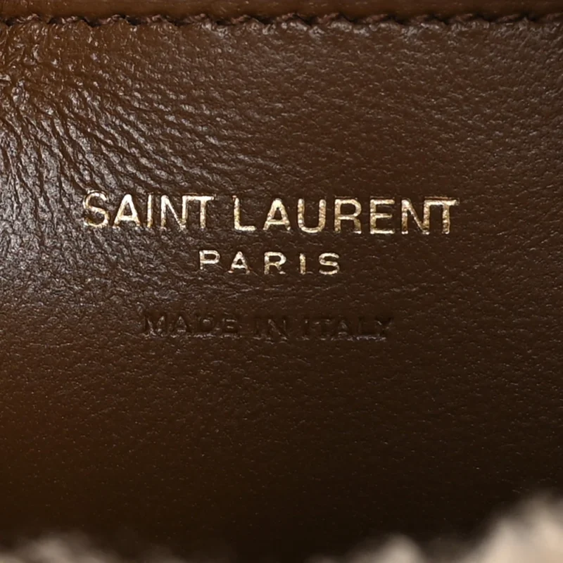 SAINT LAURENT MINI LE 5 ?? 7 HOBO NATURAL BEIGE SHEARLING GOLD HARDWARE - Image 2