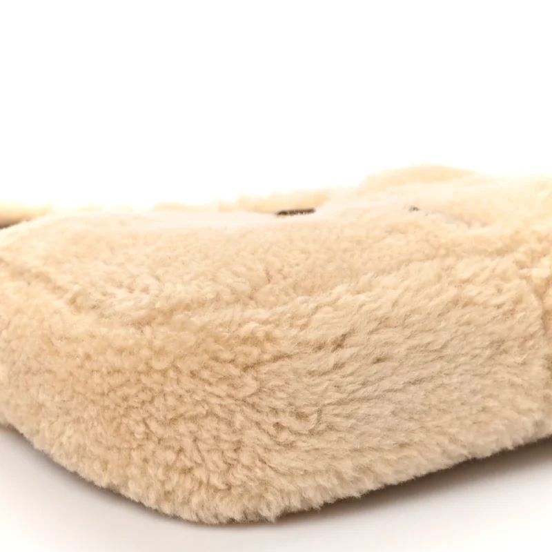 SAINT LAURENT MINI LE 5 ?? 7 HOBO NATURAL BEIGE SHEARLING GOLD HARDWARE - Image 4
