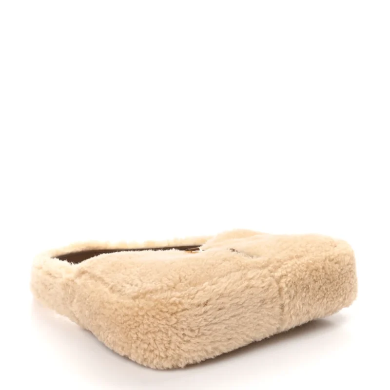 SAINT LAURENT MINI LE 5 ?? 7 HOBO NATURAL BEIGE SHEARLING GOLD HARDWARE - Image 6