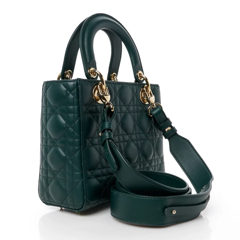 DIOR SMALL MY ABCDIOR LADY DIOR DARK GREEN LAMBSKIN LEATHER GOLD HARDWARE - Image 3