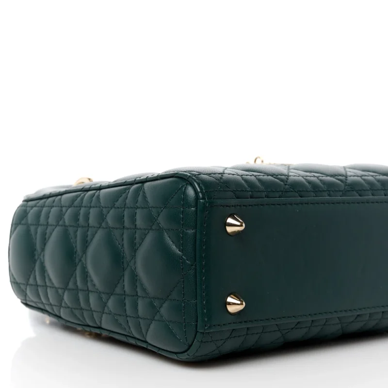 DIOR SMALL MY ABCDIOR LADY DIOR DARK GREEN LAMBSKIN LEATHER GOLD HARDWARE - Image 4