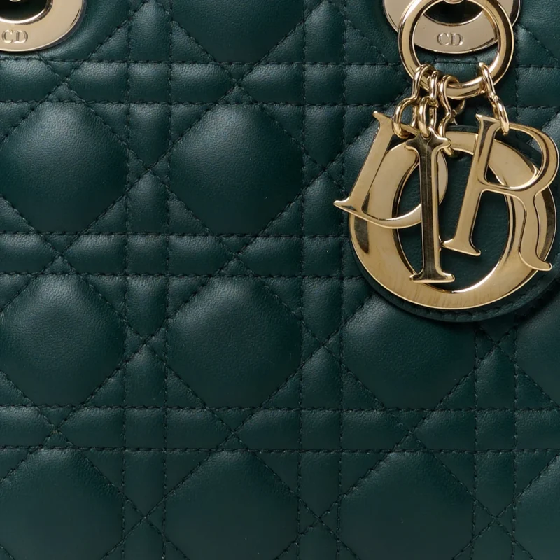 DIOR SMALL MY ABCDIOR LADY DIOR DARK GREEN LAMBSKIN LEATHER GOLD HARDWARE - Image 7