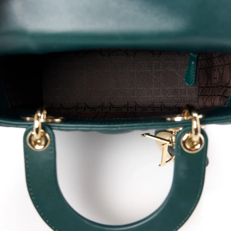 DIOR SMALL MY ABCDIOR LADY DIOR DARK GREEN LAMBSKIN LEATHER GOLD HARDWARE - Image 9