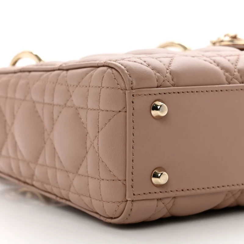 DIOR MINI LADY DIOR FARD CANNAGE LAMBSKIN LEATHER LIGHT GOLD HARDWARE - Image 4