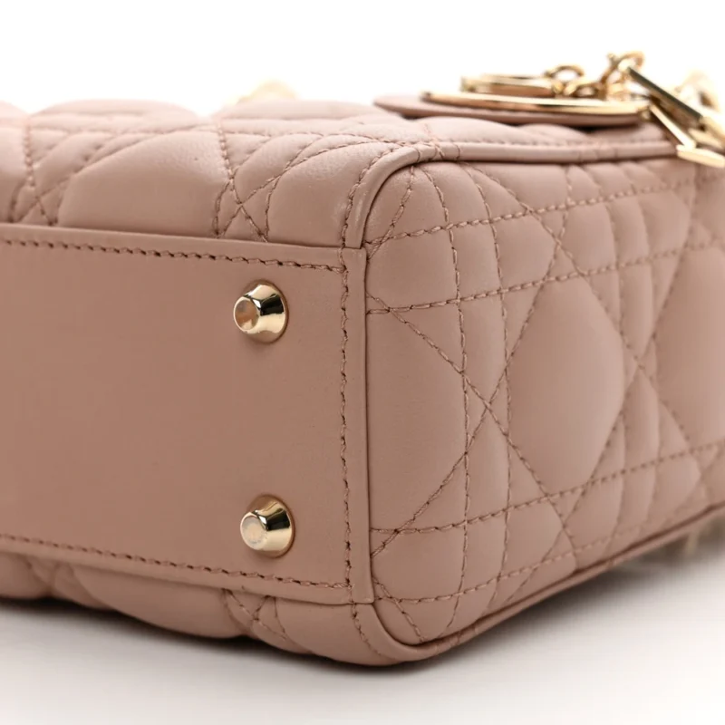 DIOR MINI LADY DIOR FARD CANNAGE LAMBSKIN LEATHER LIGHT GOLD HARDWARE - Image 5