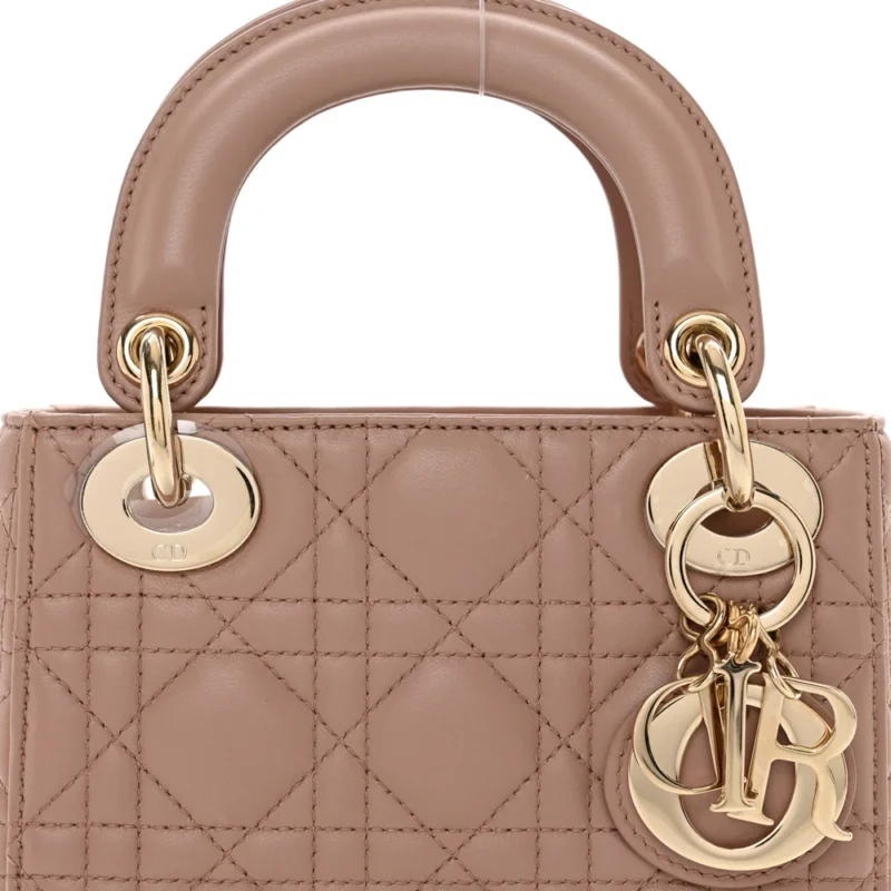 DIOR MINI LADY DIOR FARD CANNAGE LAMBSKIN LEATHER LIGHT GOLD HARDWARE - Image 8