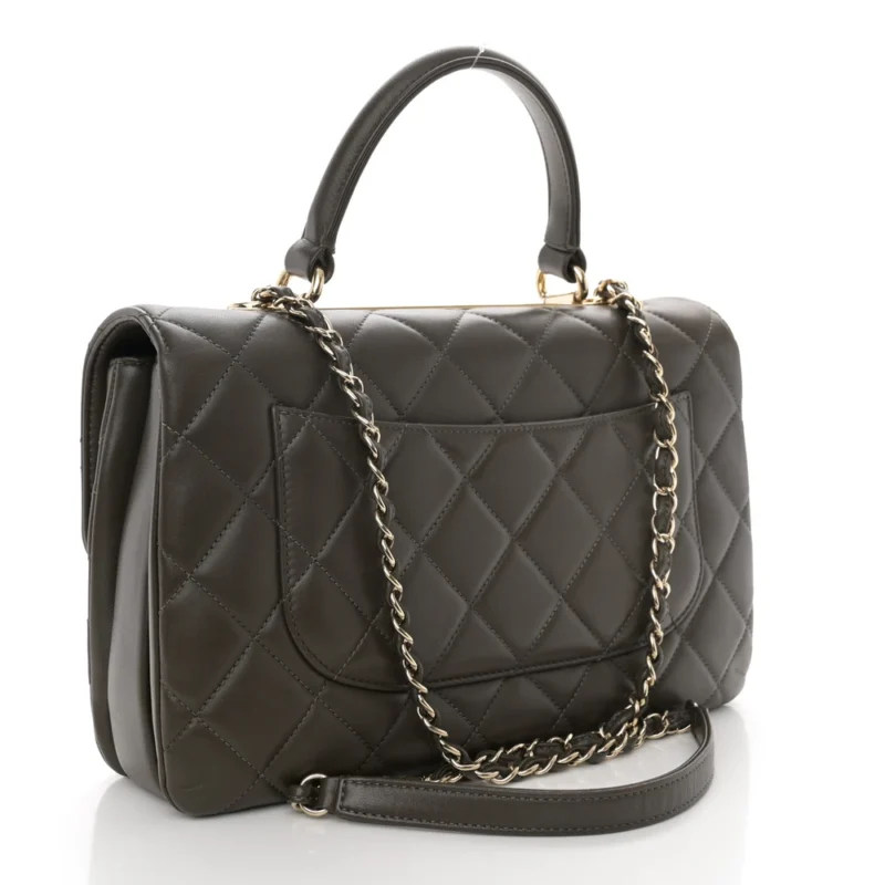 CHANEL TRENDY CC FLAP MEDIUM IN DARK KHAKI LAMBSKIN - Image 3