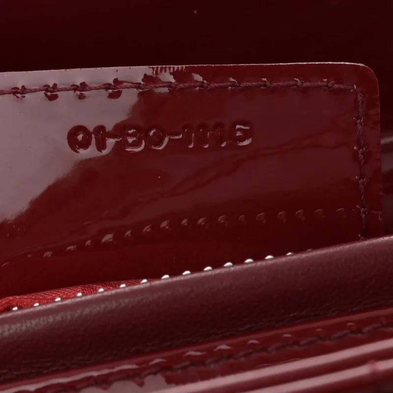 DIOR MEDIUM LADY DIOR DARK RED PATENT CANNAGE CALFSKIN LEATHER SILVER HARDWARE - Image 8