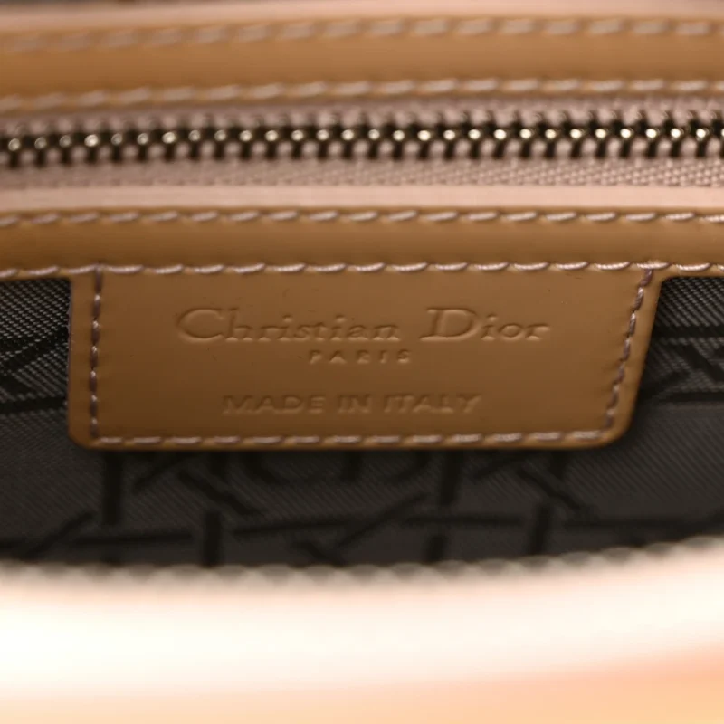 DIOR MEDIUM LADY DIOR ROSE CLAIR PATENT CANNAGE CALFSKIN LEATHER SILVER HARDWARE - Image 2