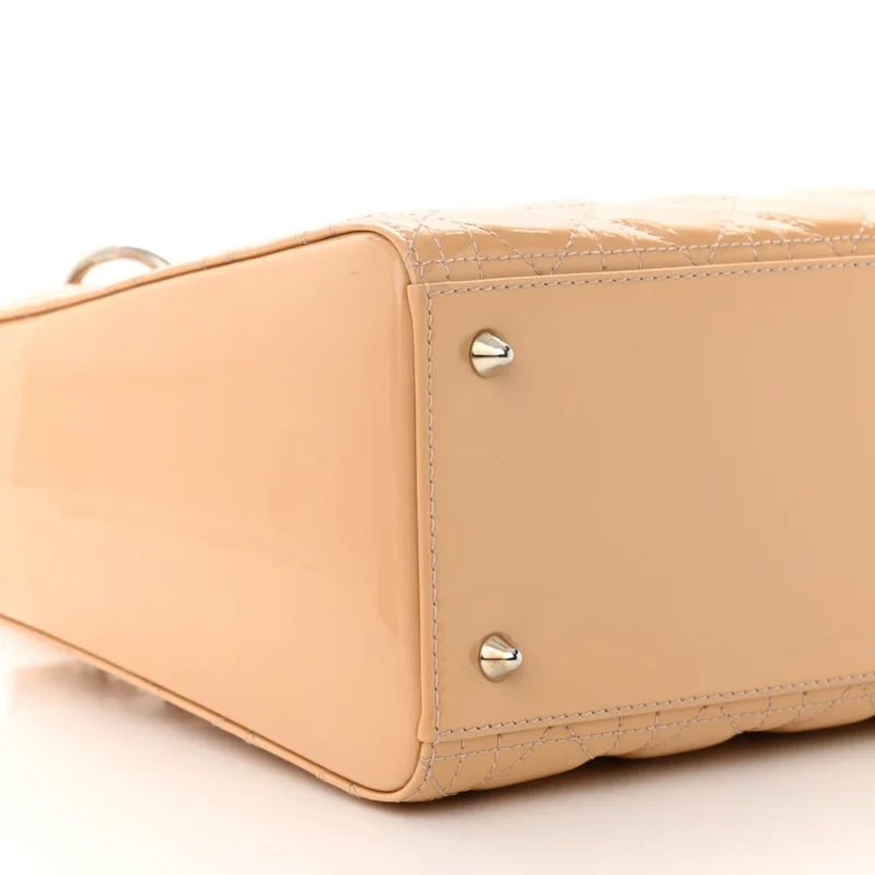 DIOR MEDIUM LADY DIOR ROSE CLAIR PATENT CANNAGE CALFSKIN LEATHER SILVER HARDWARE - Image 4
