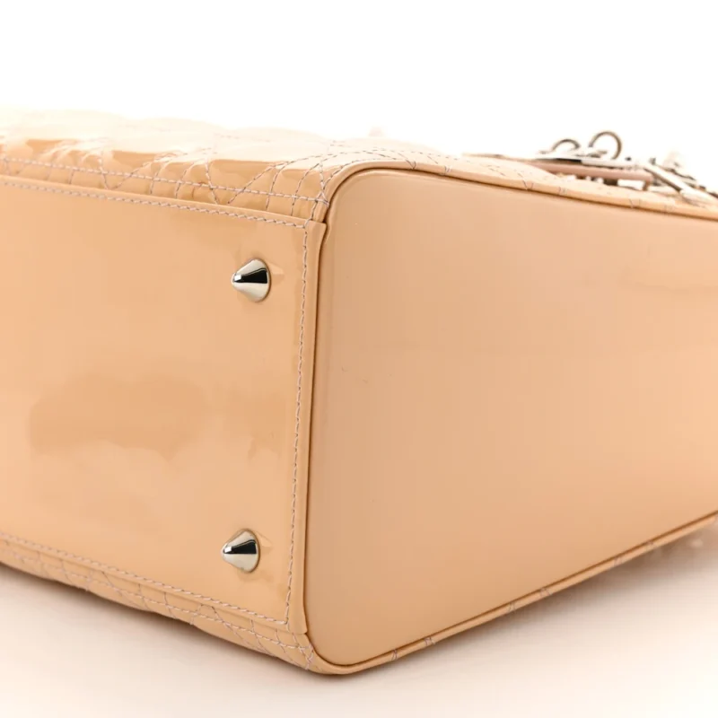 DIOR MEDIUM LADY DIOR ROSE CLAIR PATENT CANNAGE CALFSKIN LEATHER SILVER HARDWARE - Image 5