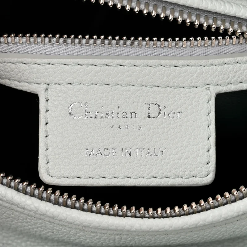 DIOR MEDIUM LADY DIOR WHITE GRAINED CANNAGE CALFSKIN LEATHER SILVER HARDWARE - Image 2