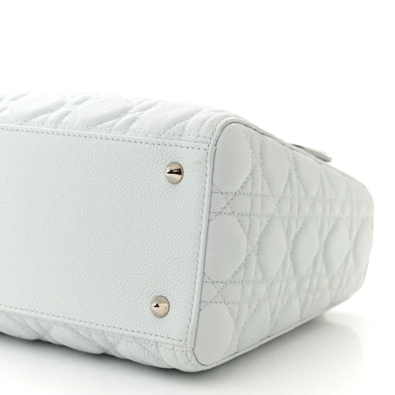 DIOR MEDIUM LADY DIOR WHITE GRAINED CANNAGE CALFSKIN LEATHER SILVER HARDWARE - Image 5