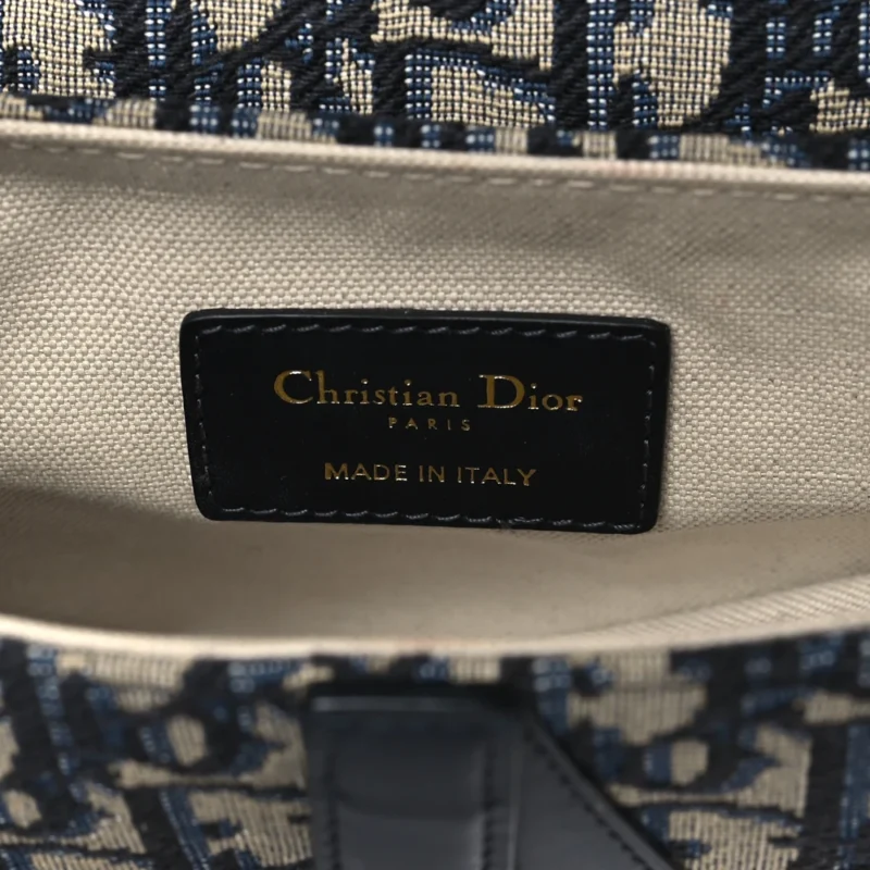 DIOR MINI SADDLE BAG WITH STRAP BLUE OBLIQUE CANVAS BRASS HARDWARE - Image 2