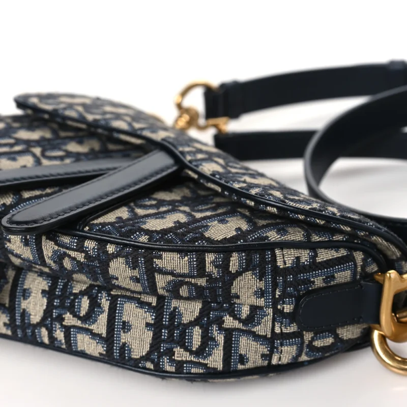 DIOR MINI SADDLE BAG WITH STRAP BLUE OBLIQUE CANVAS BRASS HARDWARE - Image 5