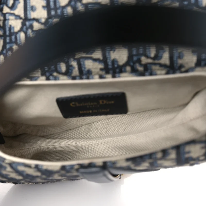 DIOR MINI SADDLE BAG WITH STRAP BLUE OBLIQUE CANVAS BRASS HARDWARE - Image 6