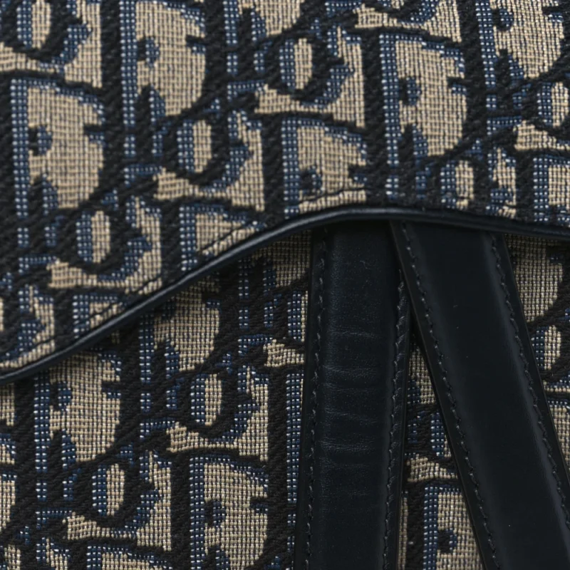 DIOR MINI SADDLE BAG WITH STRAP BLUE OBLIQUE CANVAS BRASS HARDWARE - Image 7