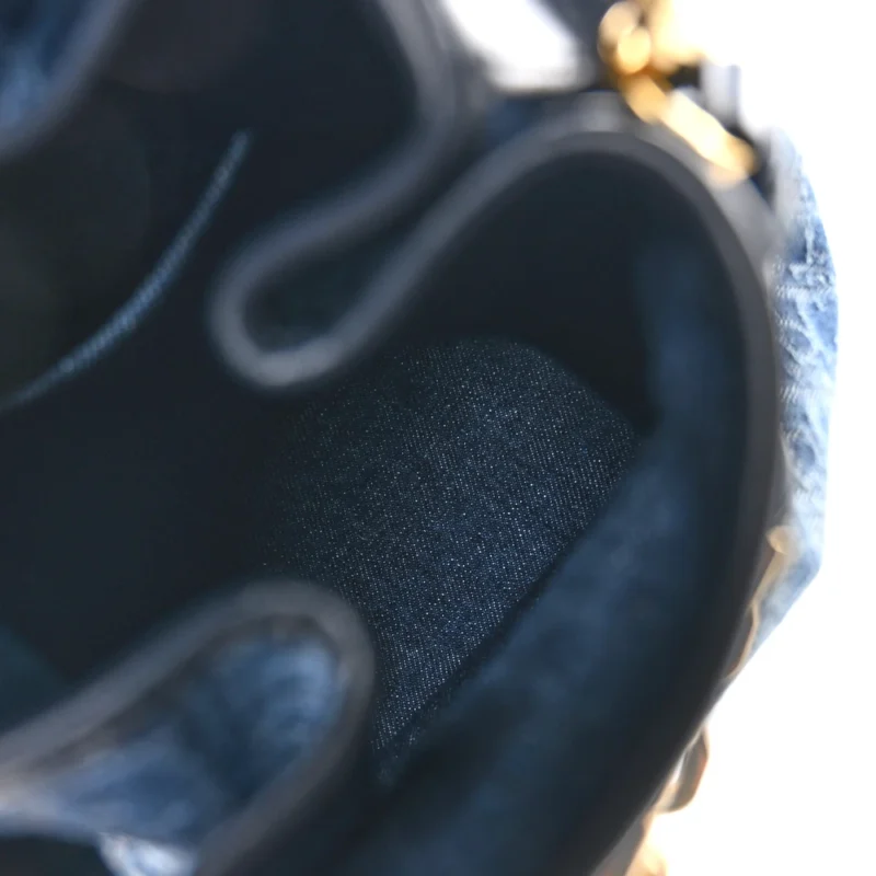 DIOR MEDIUM C??EST CHAIN BUCKET BAG BLUE OBLIQUE CANVAS GOLD HARDWARE - Image 7