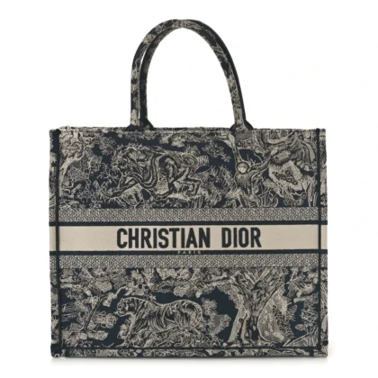 DIOR LARGE TOILE DE JOUY DIORIVIERA BOOK TOTE BLUE REVERSE EMBROIDERED CANVAS