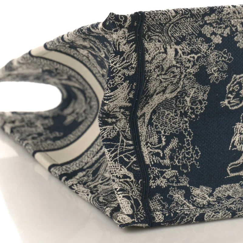 DIOR LARGE TOILE DE JOUY DIORIVIERA BOOK TOTE BLUE REVERSE EMBROIDERED CANVAS - Image 4