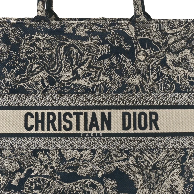 DIOR LARGE TOILE DE JOUY DIORIVIERA BOOK TOTE BLUE REVERSE EMBROIDERED CANVAS - Image 8