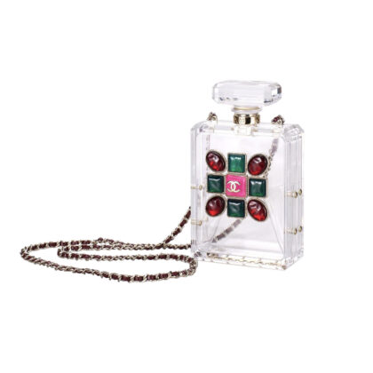 CHANEL TRANSPARENT ACRYLIC PERFUME BOTTLE CROSSBODY BAG