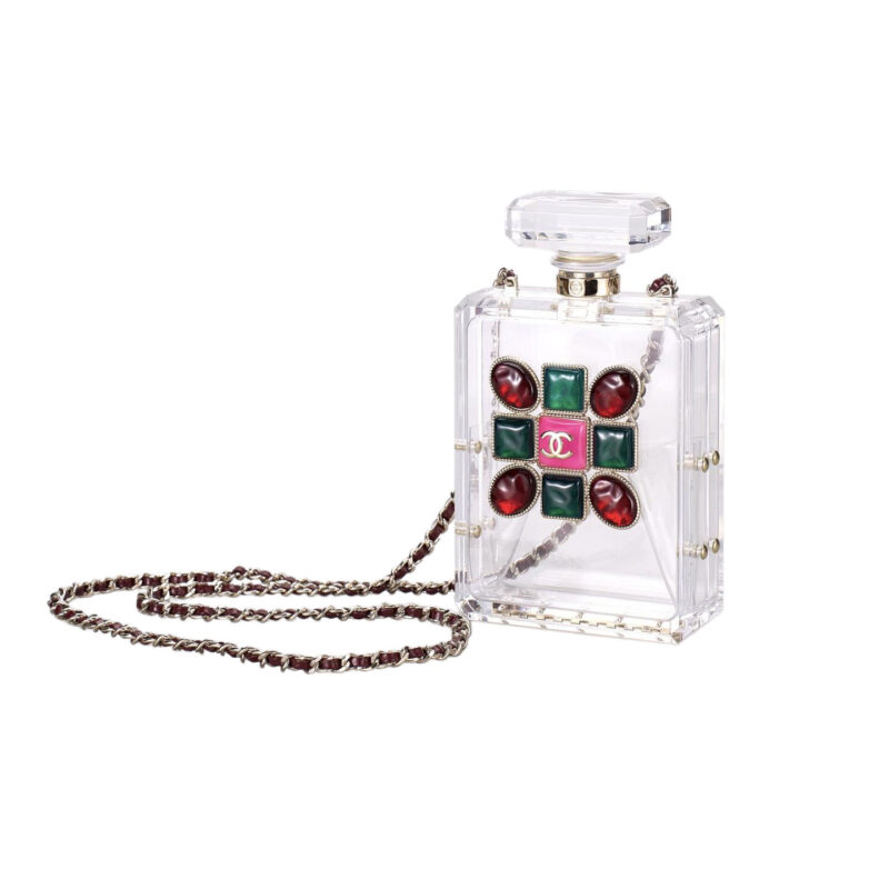 CHANEL TRANSPARENT ACRYLIC PERFUME BOTTLE CROSSBODY BAG