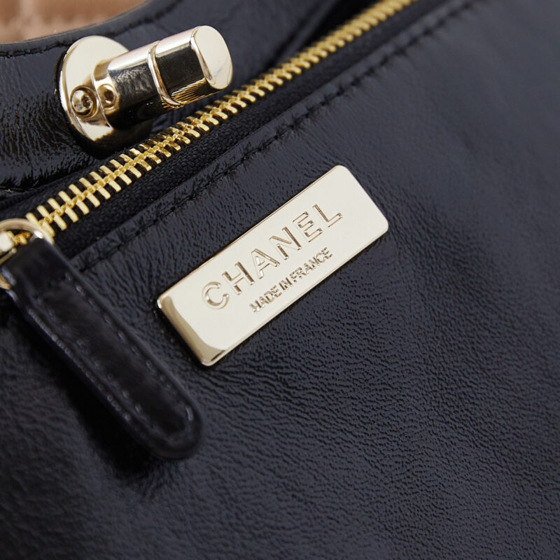 CHANEL QUILTED LAMBSKIN LEATHER BLACK AND MILK TEA COLOR CROSSBODY BAGS - Image 9