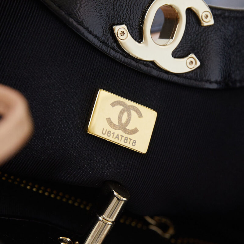 CHANEL QUILTED LAMBSKIN LEATHER BLACK AND MILK TEA COLOR CROSSBODY BAGS - Image 10
