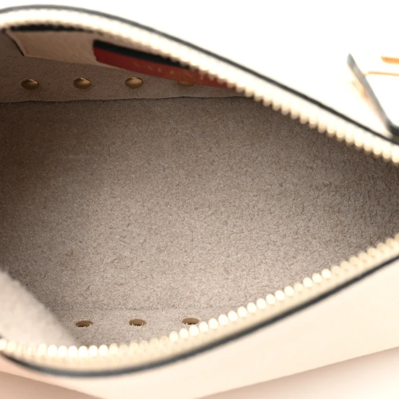 VALENTINO GARAVANI SMALL ROCKSTUD FLIP LOCK SHOULDER BAG LIGHT IVORY PEBBLED CALFSKIN LEATHER LIGHT GOLD HARDWARE - Image 7