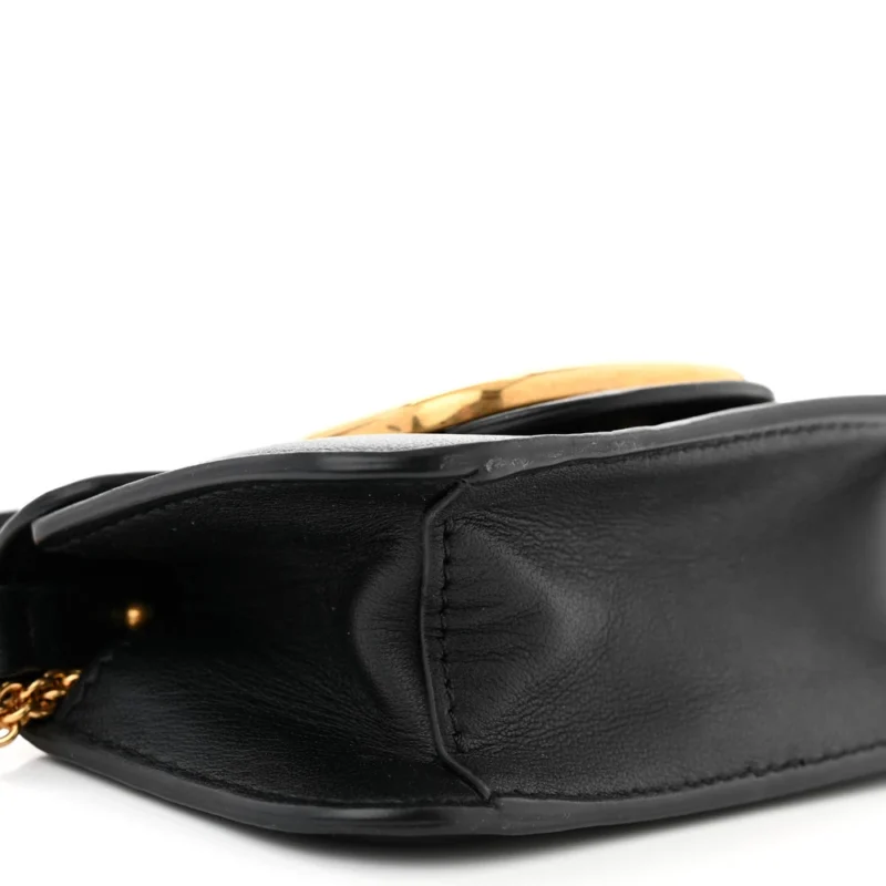 VALENTINO GARAVANI MICRO VLOGO LOC?? SHOULDER BAG BLACK CALFSKIN LEATHER GOLD HARDWARE - Image 4