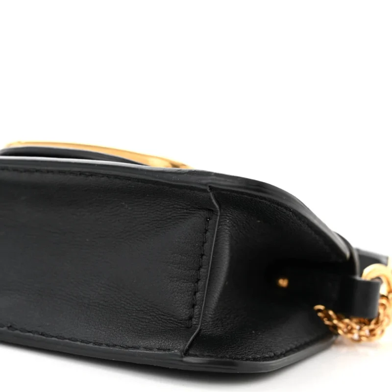 VALENTINO GARAVANI MICRO VLOGO LOC?? SHOULDER BAG BLACK CALFSKIN LEATHER GOLD HARDWARE - Image 5
