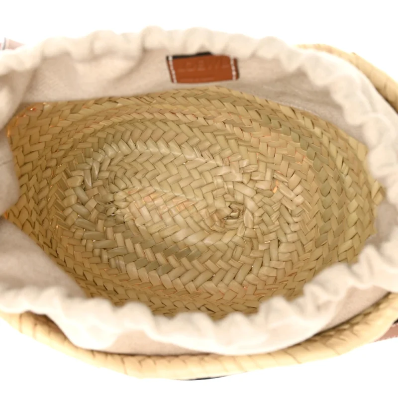 LOEWE LEAF PALM DRAWSTRING BUCKET BAG MINI NATURAL/TAN CALFSKIN LEATHER - Image 7